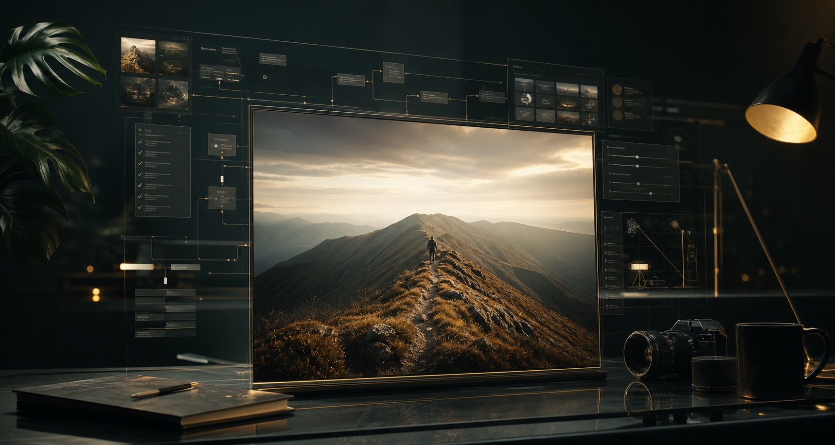 Editorial visual showing a polished experience supported by hidden creative and technical systems