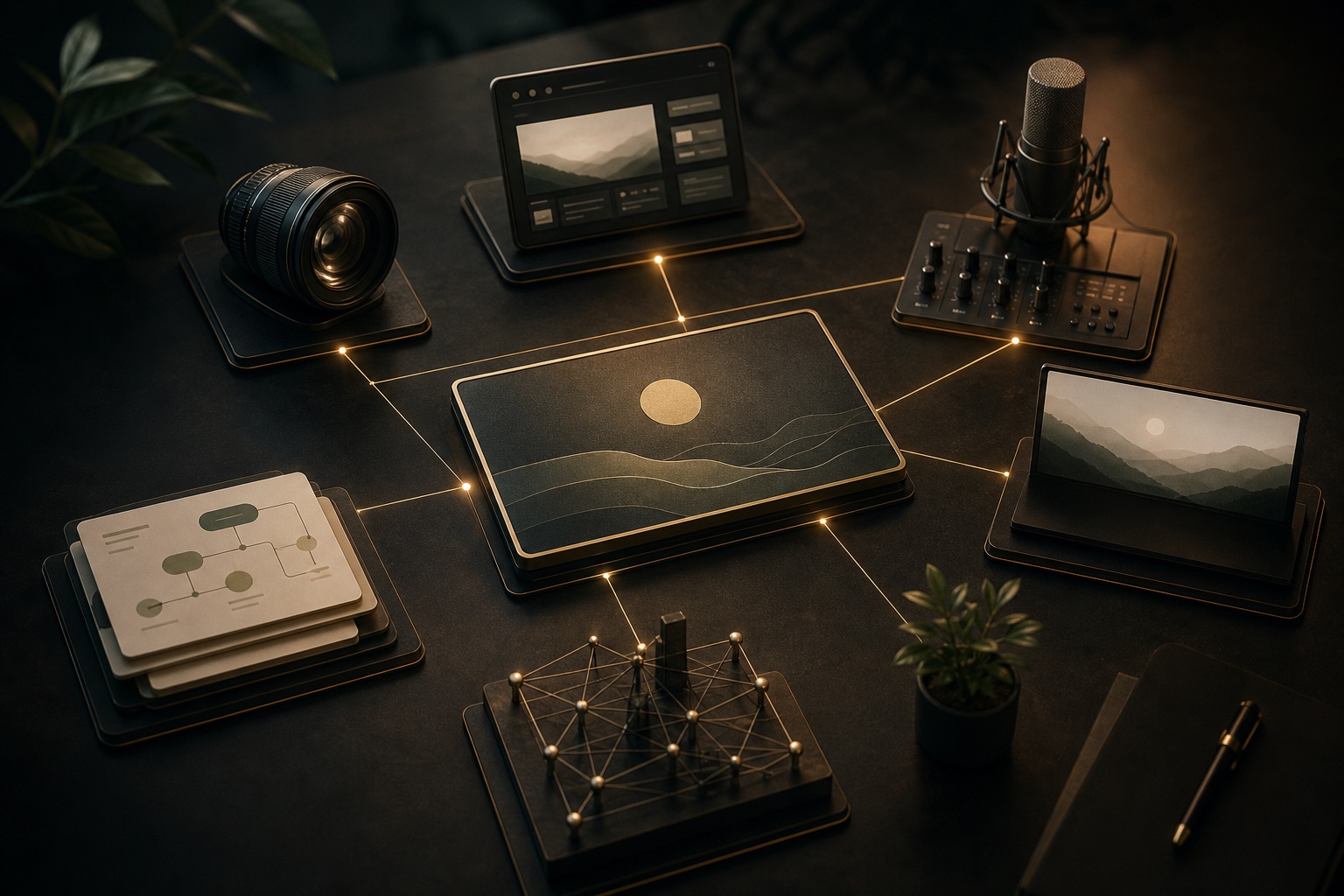 Creative, media, technology, and workflow disciplines connected into one system